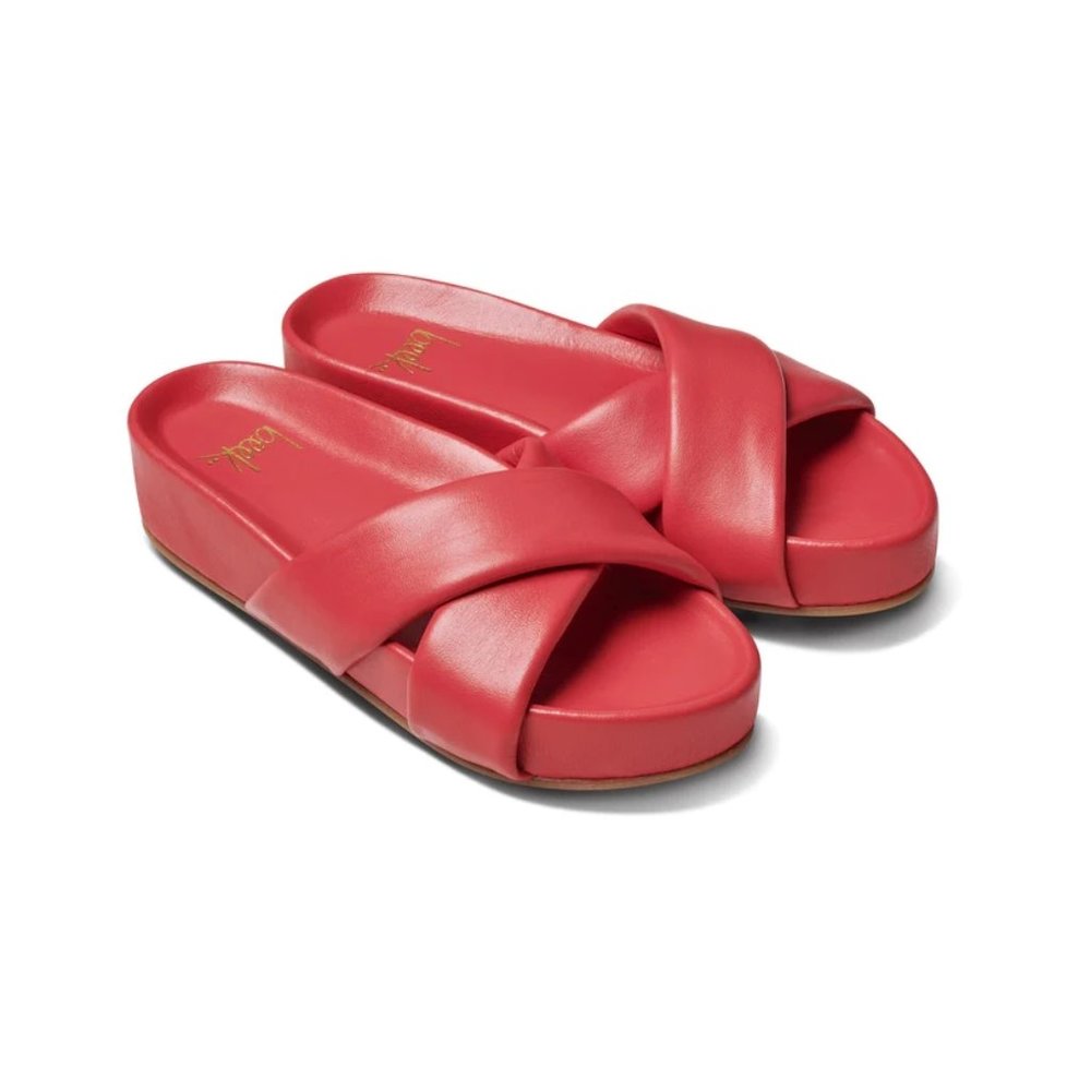 $300 BEEK RHEA LEATHER PLATFORM SANDAL SLIDE POPPY ORANGE 9  (DA5)